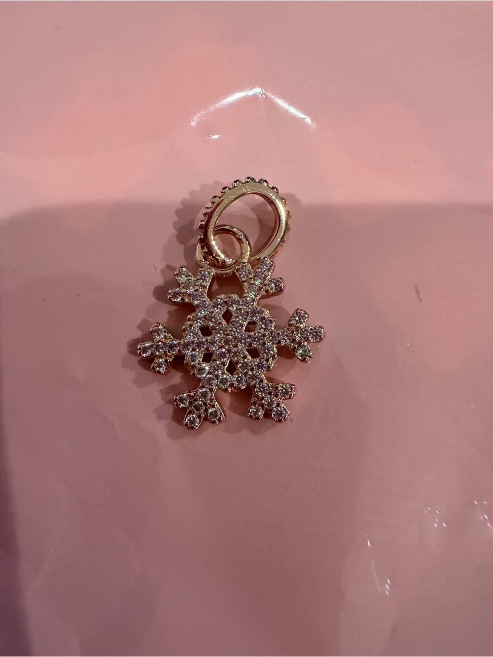 Pandora rose Gold Snowflake Charm with Clear Stones